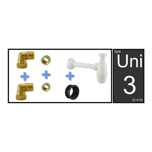 Uni-3 sifon aansluitset PVC