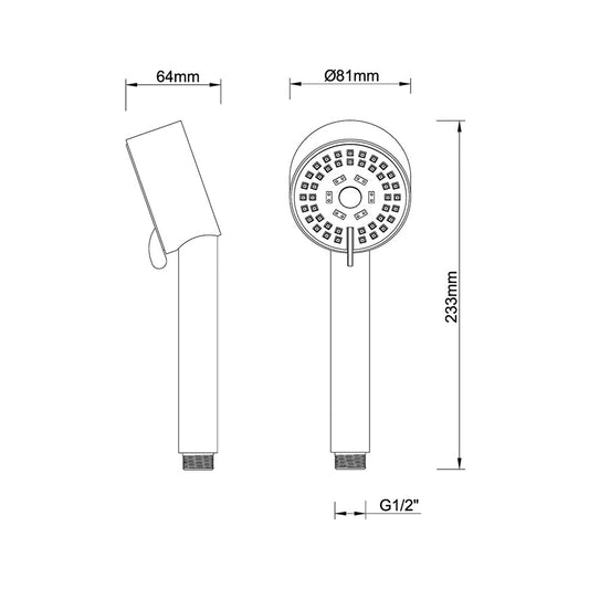 UniMatch Cadans Handbrause 3 Stufen Ø 8 cm Gunmetal PVD