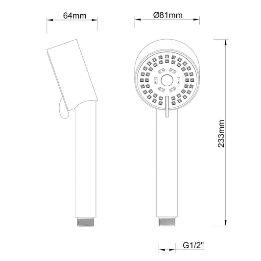 UniMatch Cadans Handbrause 3 Stufen Ø 8 cm matt schwarz