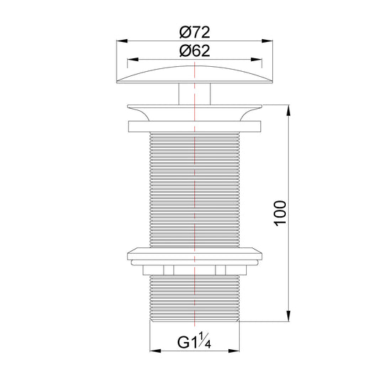 UniMatch open afvoerplug verlengd 5/4" geborsteld staal