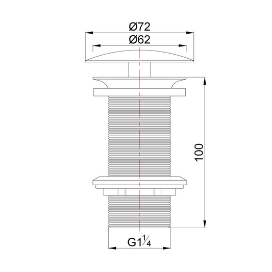 UniMatch open afvoerplug verlengd 5/4" gunmetal