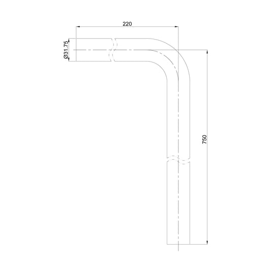 UniMatch vloerbuis 75 x 22 x 3,2 cm mat zwart