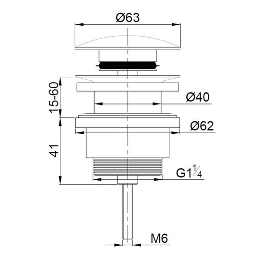 UniMatch clickwaste afvoerplug 5/4" geborsteld staal