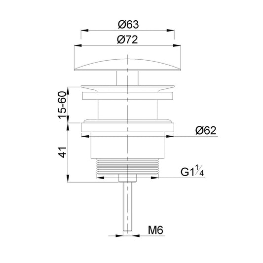 UniMatch open afvoerplug 5/4''chroom