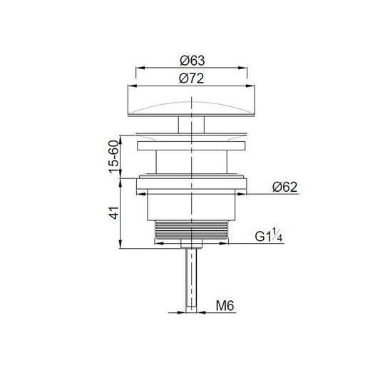 UniMatch open afvoerplug 5/4'' mat zwart