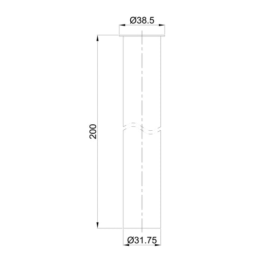 UniMatch sifon verlengbuis 20 cm met kraag chroom
