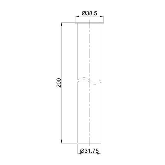 UniMatch sifon verlengbuis 20 cm met kraag geborsteld staal