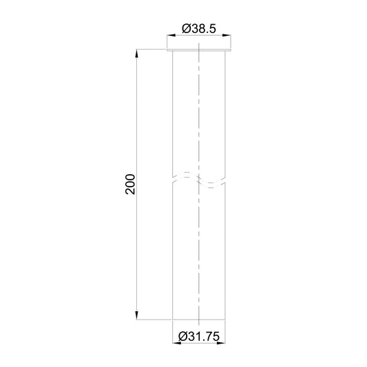 UniMatch sifon verlengbuis 20 cm met kraag mat zwart