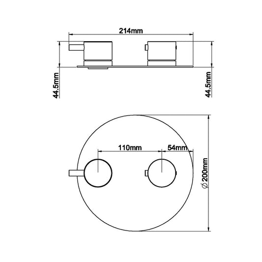 Caral partie de finition ronde thermostat encastré 2 voies laiton brossé PVD