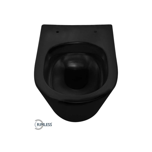 Vesta Junior wandcloset rimless verkort mat zwart