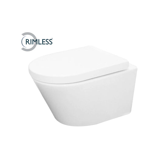 Vesta wandcloset rimless met Vesta toiletzitting softclose en quick release glans wit