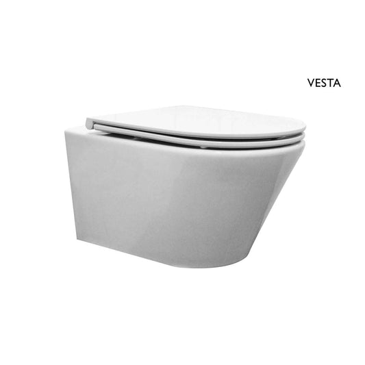 Vesta wandcloset met Flatline toiletzitting softclose en quick release glans wit