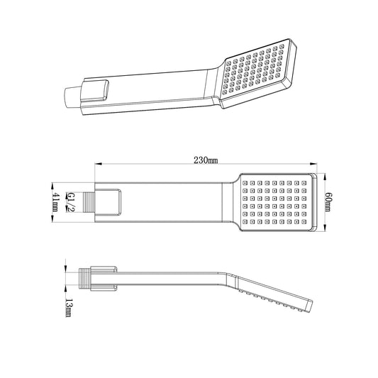 Vierkant/Plat ABS 1/2" Handdouche Wiesbaden Chroom