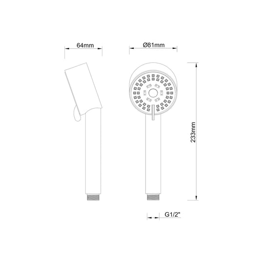 Wiesbaden Cadence verstelbare handdouche 23,3x8,1 cm matzwart