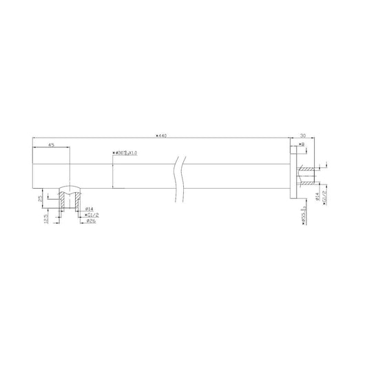Wiesbaden Caral 45 cm Ronde Douchearm Wandhouder Mat Zwart