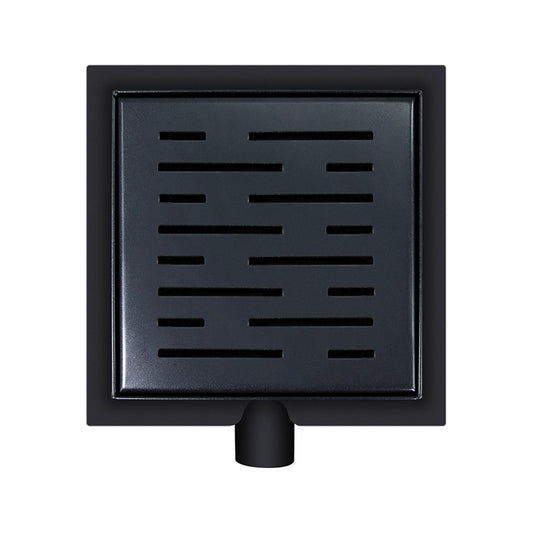 Wiesbaden Mat Noir 20x20 cm Caniveau de douche avec bride et sortie latérale