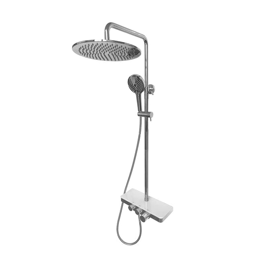 Wiesbaden Nuovo Regendoucheset met handdouche in chroom, opbouw voor een constante warme douche-ervaring.