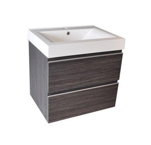 Sigid Badkamermeubelset Wiesbaden 60x46x58 cm gefineerde houtnerf grijs (1 kraangat, 2 lades)