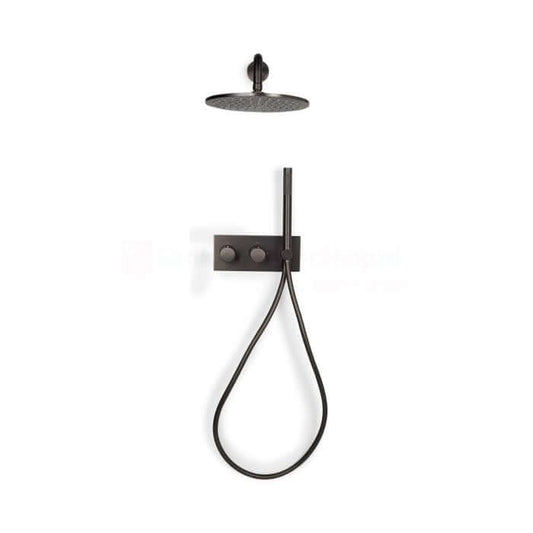 Blue Label Brondby Facet Inbouw Douchesysteem in geborsteld gunmetal PVD finish with modern design.