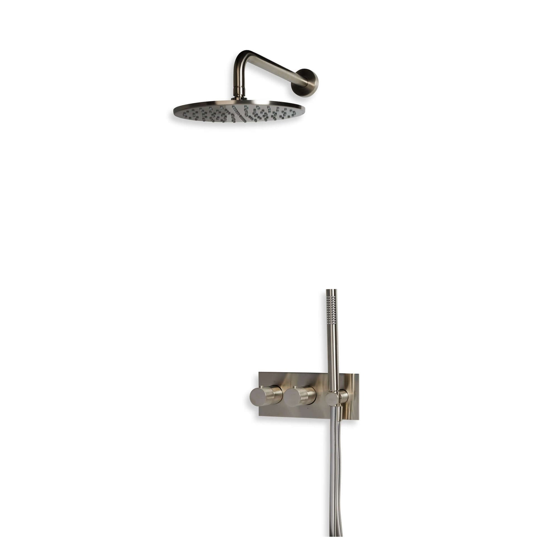 Inbouw Douchesysteem with a brushed nickel shower head and control panel for modern bathrooms