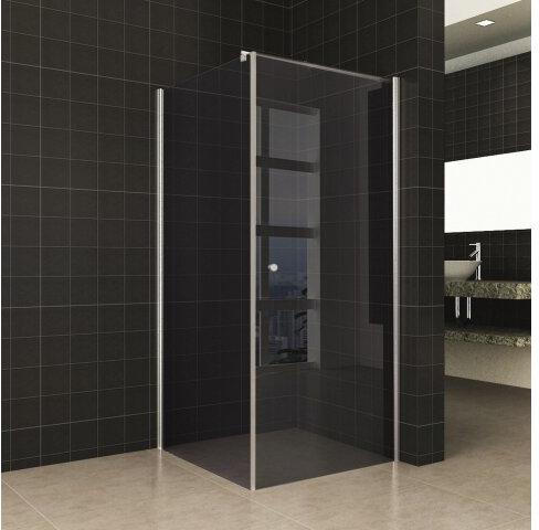 Douchecabine Wiesbaden met Schuifdeur 8Mm en Vaste Wand 10Mm Nano Rookglas (Diverse Opties)