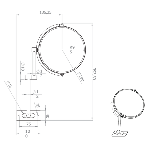 Aloni make-up spiegel – verstelbare arm – niet vergrotend