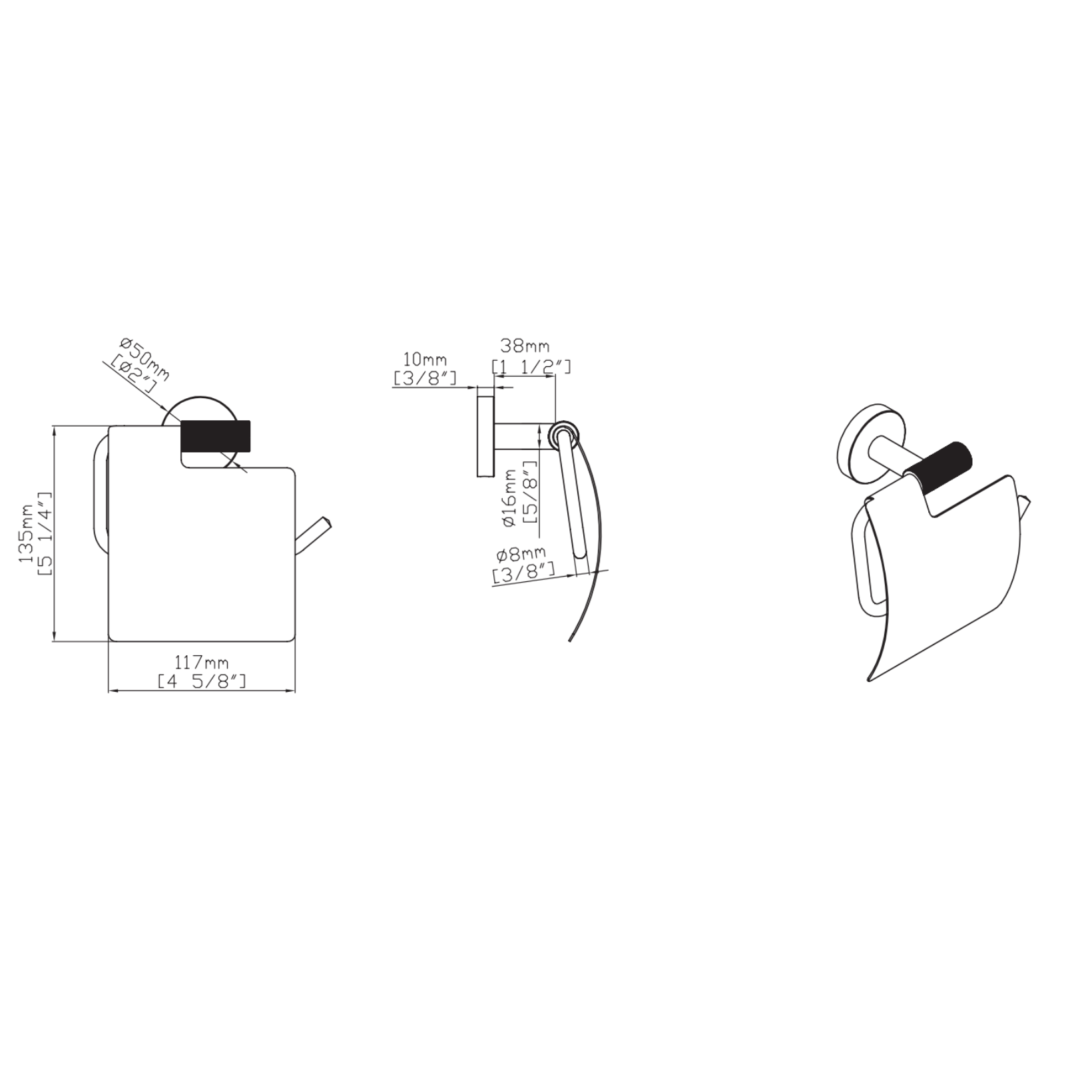 Aloni Stria toiletrolhouder met klep
