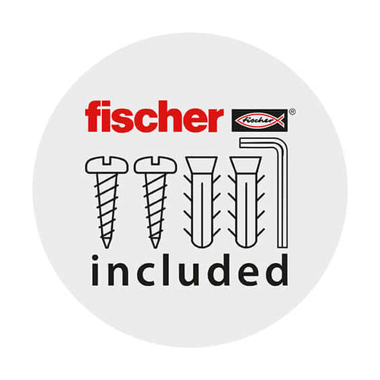 Fischer screws included icon showing various screw types and tools on a circular background.