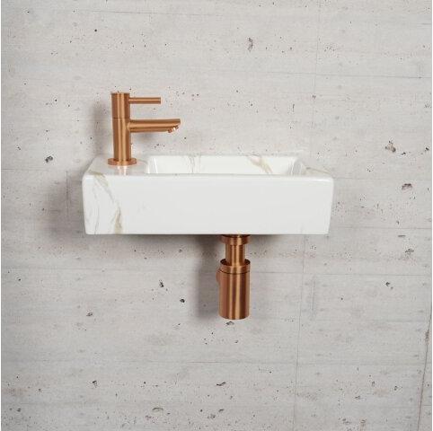 Carrara Marmer Look Fonteinset Wiesbaden Kleur Brons Koper (Kraangat Links)