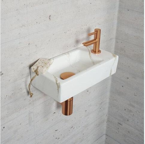Carrara Marmer Look Fonteinset Wiesbaden Kleur Brons Koper (Kraangat Rechts)