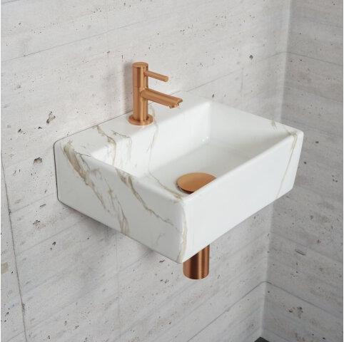 Carrara Marmer Look Fonteinset Wiesbaden Kleur Brons Koper (Kraangat Midden)