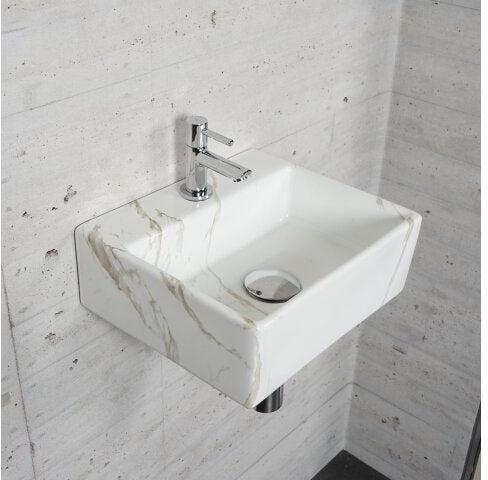 Carrara Marmer Look Fonteinset Wiesbaden Kleur Chroom (Midden Kraangat)