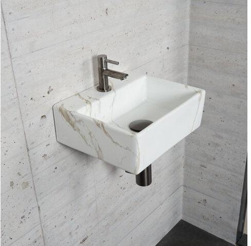 Carrara Marmer Look Fonteinset Wiesbaden Kleur Gunmetal (Kraangat Midden)