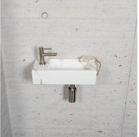 Carrara Marmer Look Fonteinset Wiesbaden Kleur RVS (Kraangat Links)