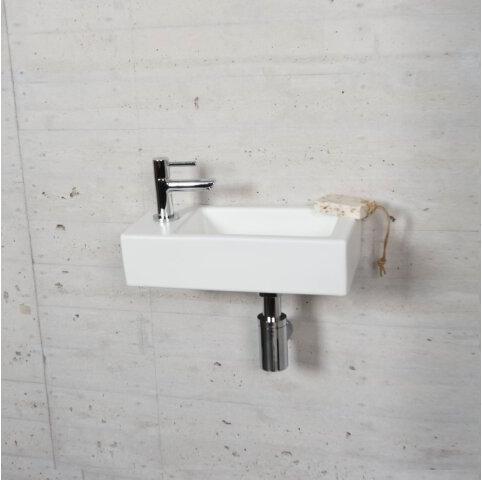 Mat Witte Fonteinset Wiesbaden Kleur Chroom (Kraangat Links)