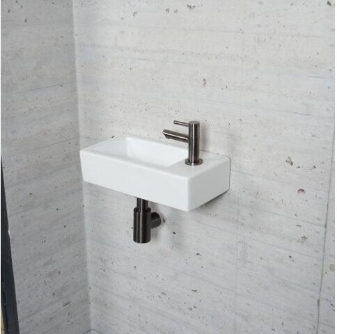 Mat Witte Fonteinset Wiesbaden Kleur Gunmetal (Kraangat Rechts)