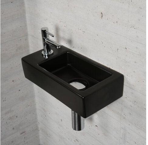 Mat Zwarte Fonteinset Wiesbaden Kleur Chroom (Kraangat Links)