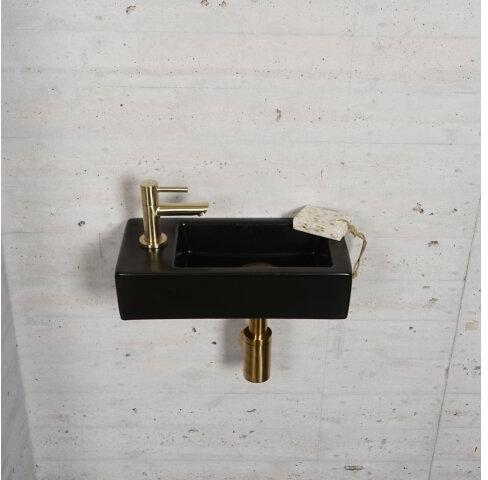 Mat Zwart Fonteinset Wiesbaden Kleur Messing Goud (Kraangat Links)