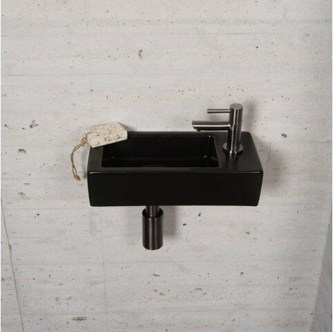 Mat Zwarte Fonteinset Wiesbaden Kleur Gun Metal (Kraangat Rechts)