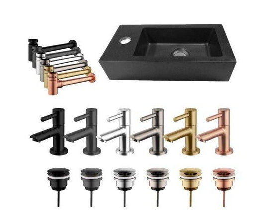 Wiesbaden Rhea Mini linker quartz fonteinset, matzwart (Mix & Match)