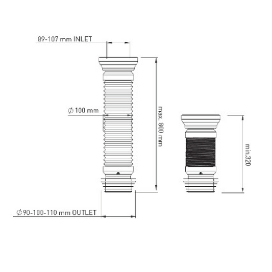 ALONI flexibel WC aansluitstuk – Recht