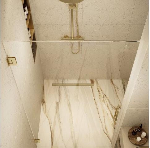 Minder Nisdeur Wiesbaden 200 cm met 8 mm nano-helder glas in geborsteld messing (alle maten)