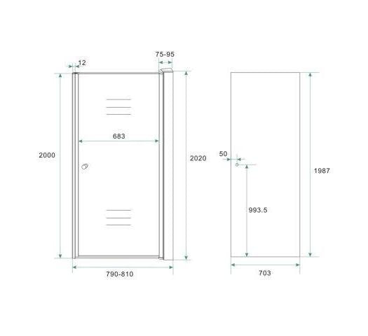 Nisdeur Wiesbaden met profiel Rookglas 8mm Nano coating 202cm hoog (verkrijgbaar in 60, 70, 80, 90 & 100cm)