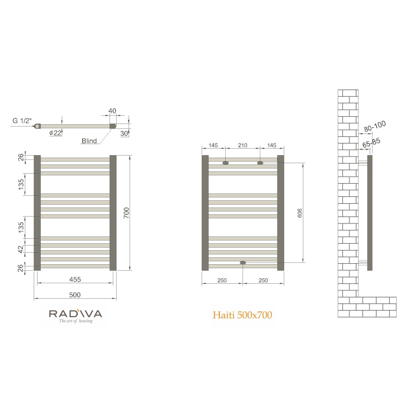 Radiva Haiti Radiator 500 x 700mm