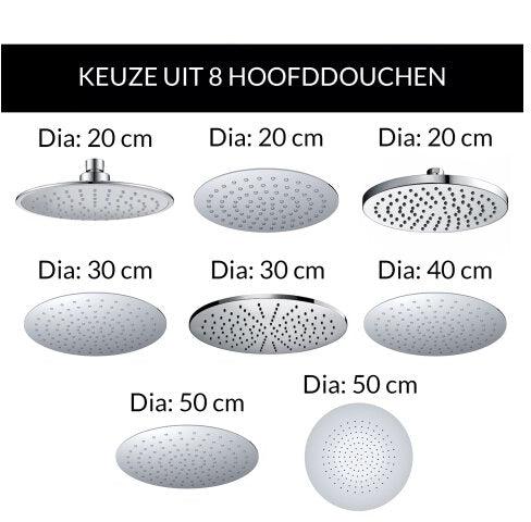 Wiesbaden Inbouw Regendoucheset Wanduitloop Rond 20 cm Chroom (Compleet)