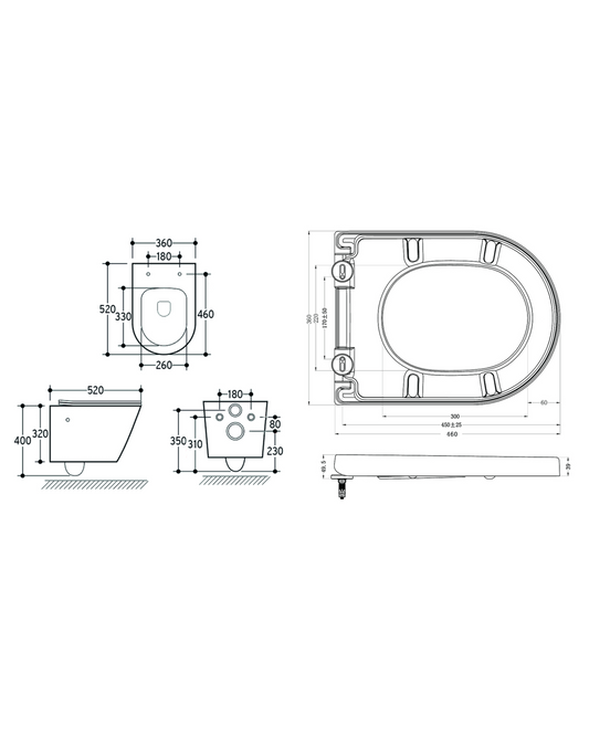 Vesta wandtoilet spülrandlos mit Bidetarmatur kaltes Wasser mit Vesta Toilettensitz