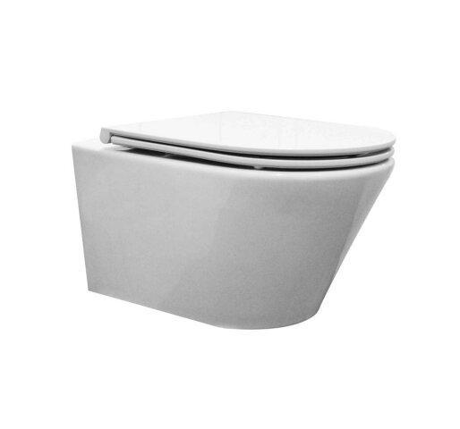 Vesta Randloos Wandtoilet Wiesbaden met Soft Close & Quick Release Toiletbril Glanzend Wit