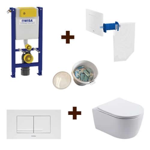 Wisa Toiletset met wc element, bedieningspaneel, installatie accessoires en toiletpot voor compacte badkamers